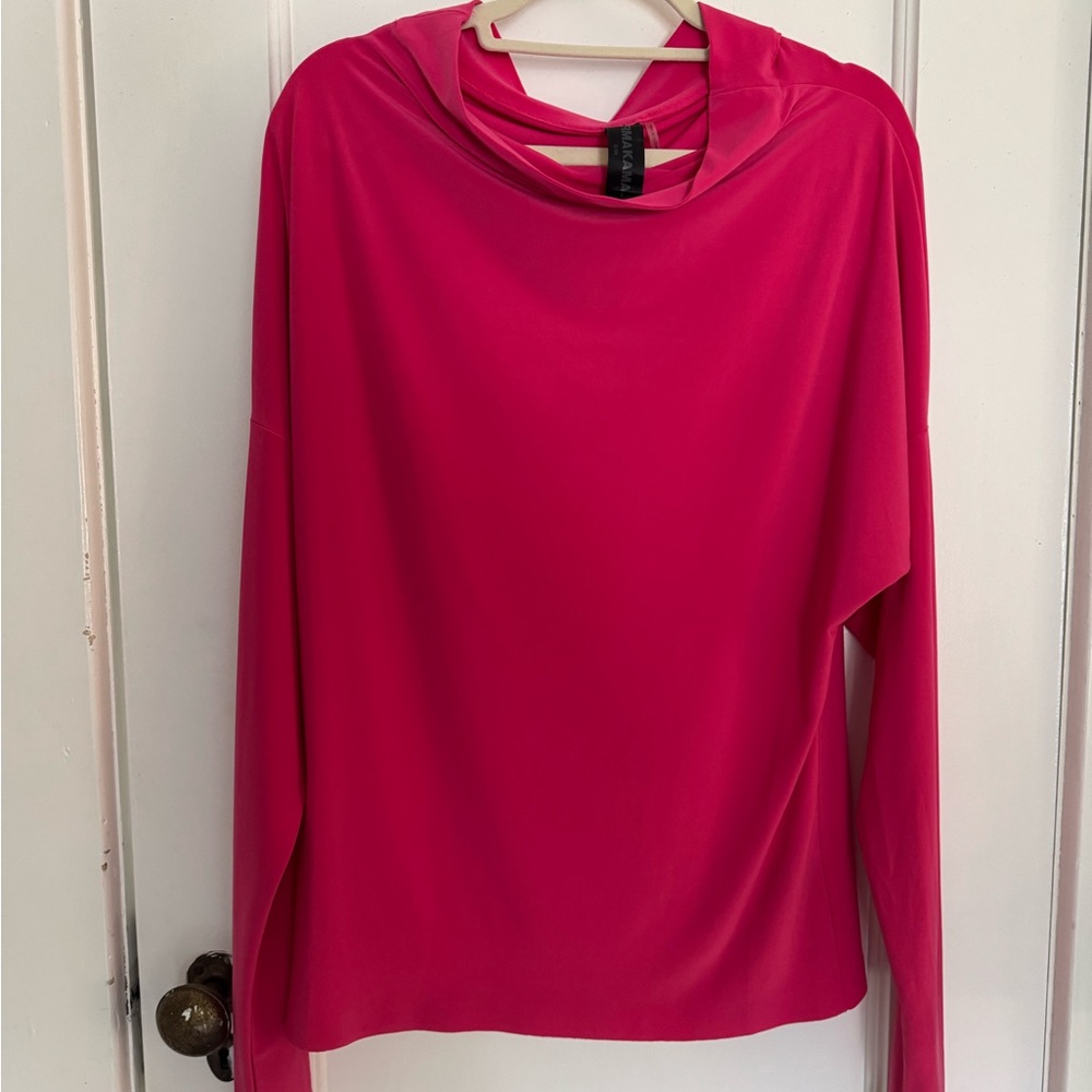 Norma Kamali All In One Fuchsia Long Sleeve Top Size Small